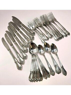Rogers Stainless Oneida Arbor Rose Silverware Set 38-Piece Flatware VL5086